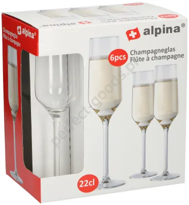 Kieliszki szklane do szampana 6szt Alpina